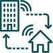 Outline drawing of a house connecting via wifi