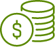 Green outline drawing of coin stack